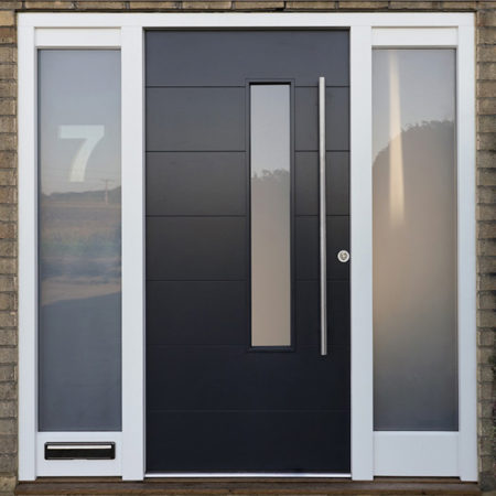 timber contemporary door black with stainless steel hardware