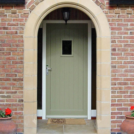 green timber entrance door