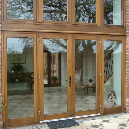 stained timber french doorset