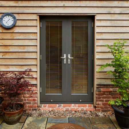 timber french doors grey