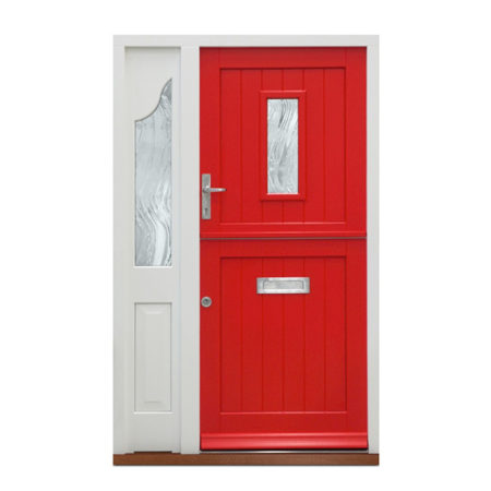 timber stable door red used as front door