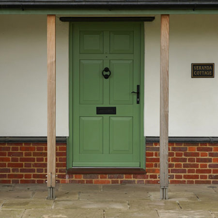 traditional six panel timber entrance door wrought iron hardware