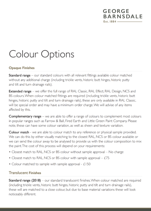 Paint Colour Options