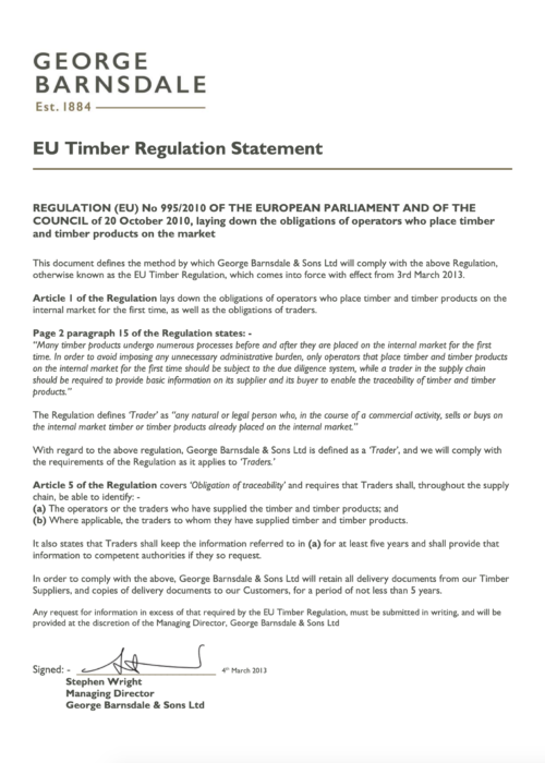 EU Timber Regulation Standard