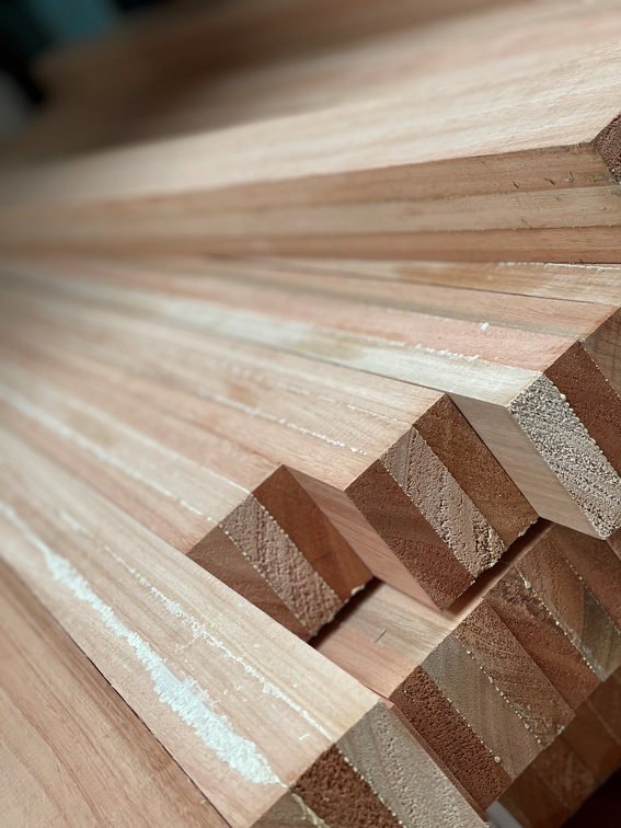 stack of engineered timber - pieces of wood stuck together for strength