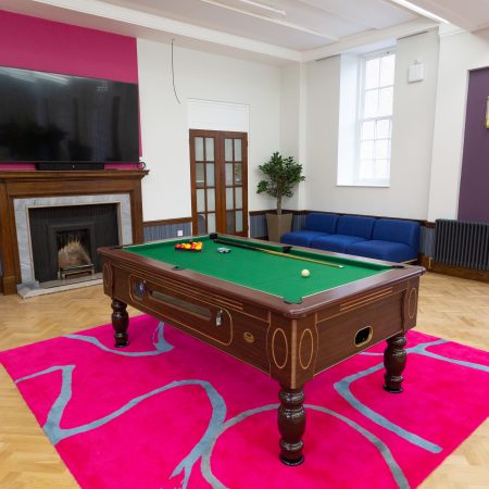 games room with sliding sash window and pool table at University of Nottingham