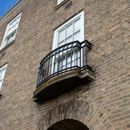 external shot of sash window with juliet balcony