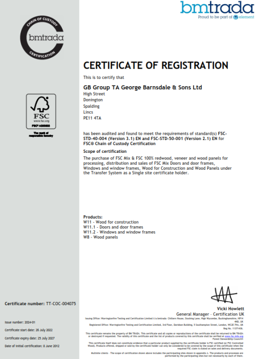 FSC Chain of Custody Certificate