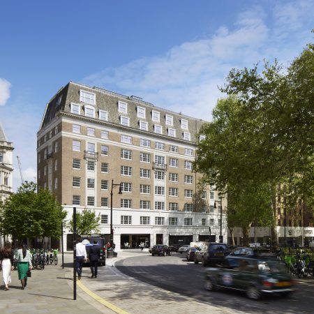 image of Twenty Berkeley Sq from a distance, showing front and side view with george barnsdale timber sliding sash windows