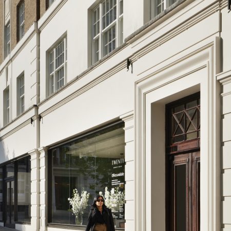 Art deco building 20 Berkeley Square london with George Barnsdale timber sliding sash windows and period mouldings around door and ground floor windows