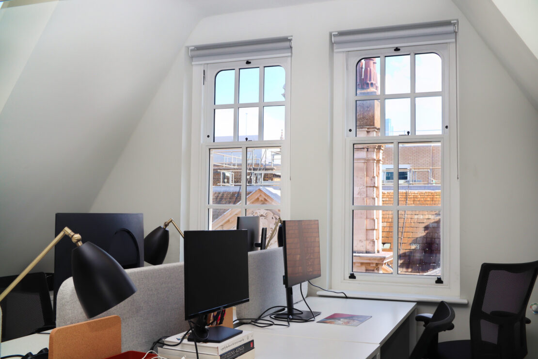 Hamilton House office with twin sliding sash windows